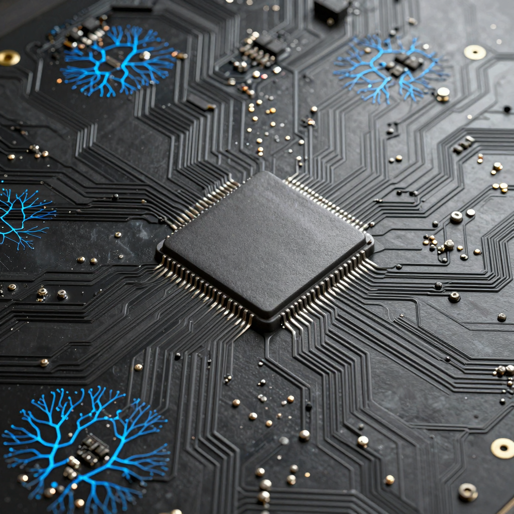 Chip e circuitos representando sistemas e inteligência aplicada